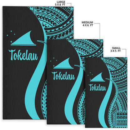 Tokelau Area Rug - Turquoise Polynesian Tentacle Tribal Pattern