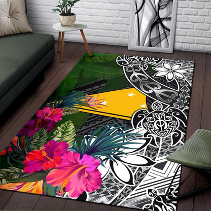 Tokelau Area Rug - Turtle Plumeria Banana Leaf