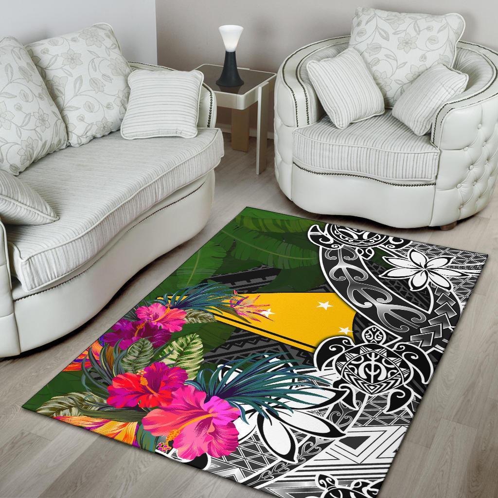 Tokelau Area Rug - Turtle Plumeria Banana Leaf