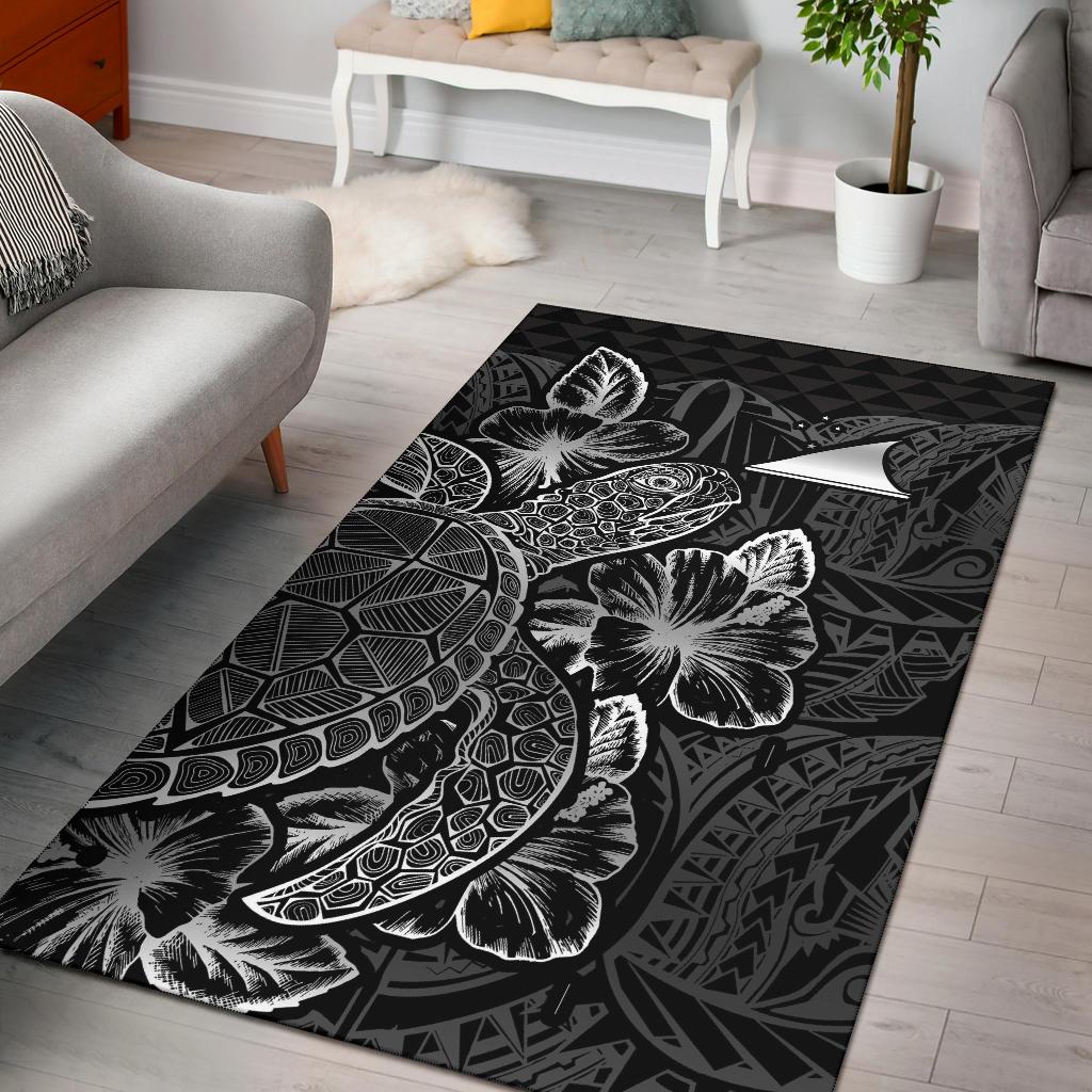 Tokelau Area Rugs Turtle Hibiscus Black