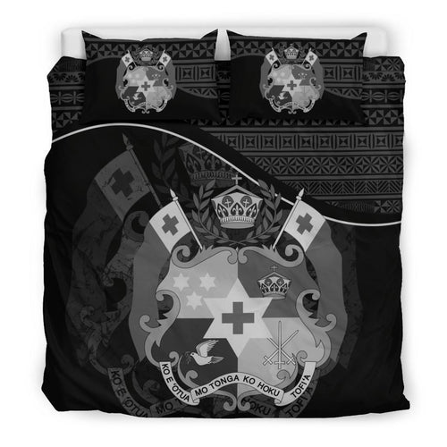 Polynesian Duvet Cover Set - Tonga Bedding Set Black