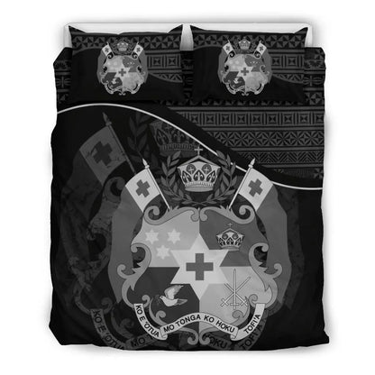 Polynesian Duvet Cover Set - Tonga Bedding Set Black