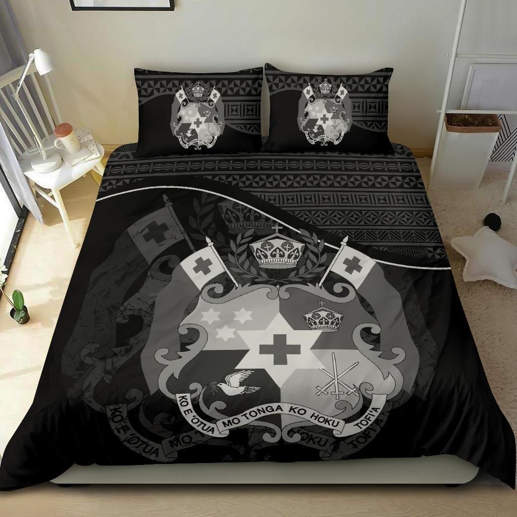 Polynesian Duvet Cover Set - Tonga Bedding Set Black