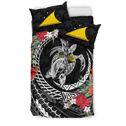 Polynesian Duvet Cover Set - Tokelau Bedding Set Polynesia Map Turtle Hibiscus