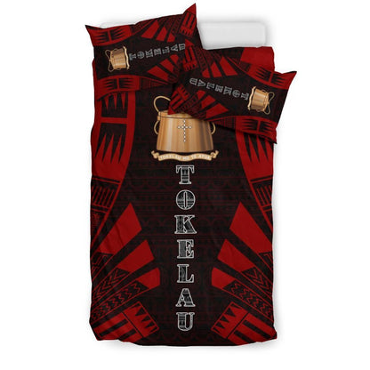 Tokelau Duvet Cover Set - Polynesian Tattoo Red