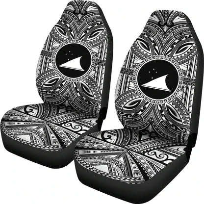 Tokelau Car Seat Cover - Tokelau Coat Of Arms Polynesian White Black