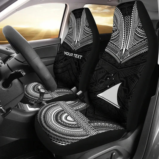 Tokelau Custom Personalised Car Seat Cover - Tokelau Flag Polynesian Chief Tattoo Black Version