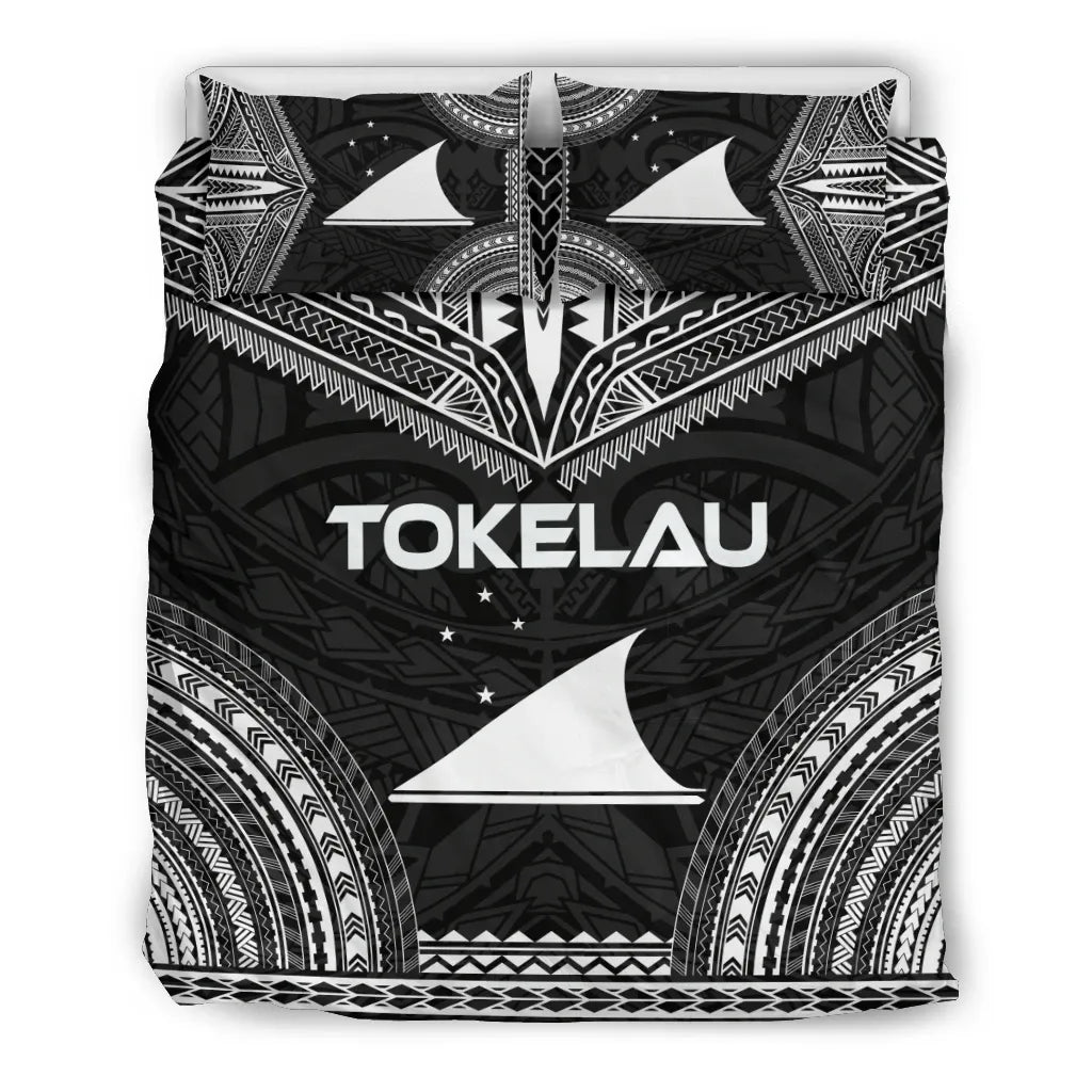Tokelau Polynesian Chief Duvet Cover Set - Black Version