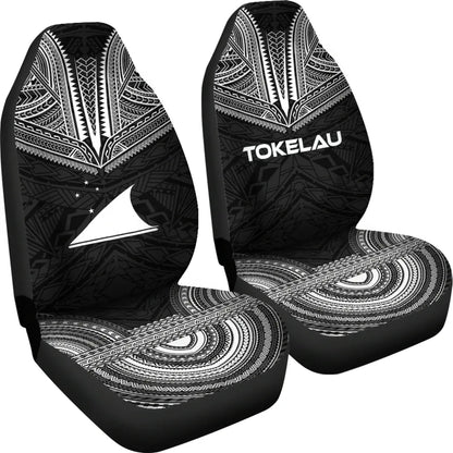 Tokelau Car Seat Cover - Tokelau Flag Polynesian Chief Tattoo Black Version