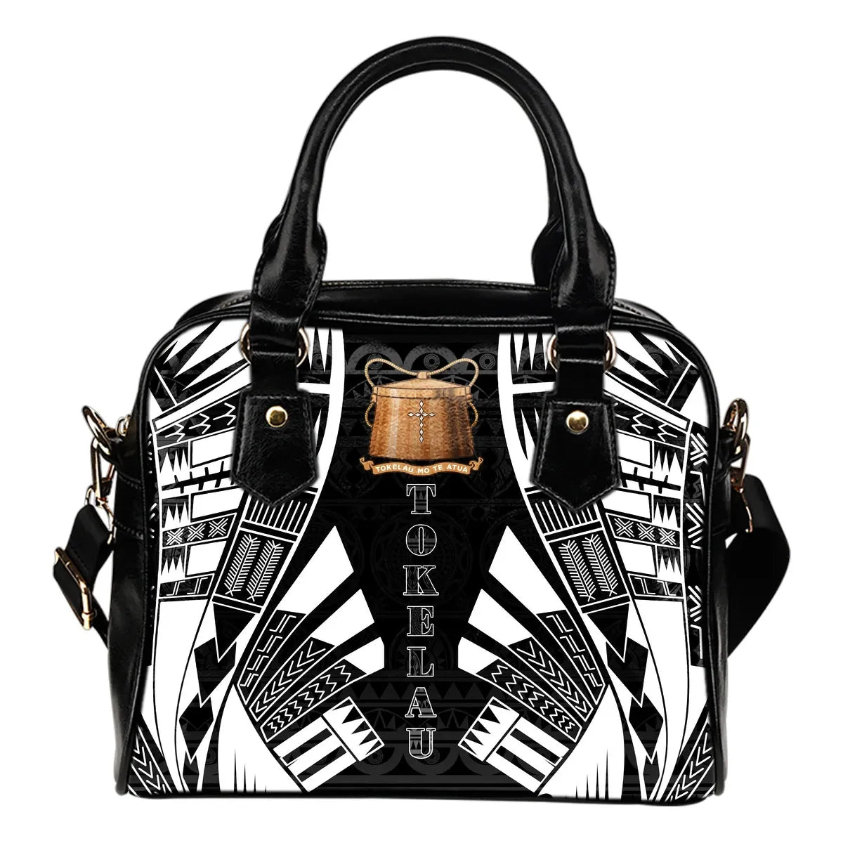 Tokelau Shoulder Handbag - Polynesian Tattoo Black