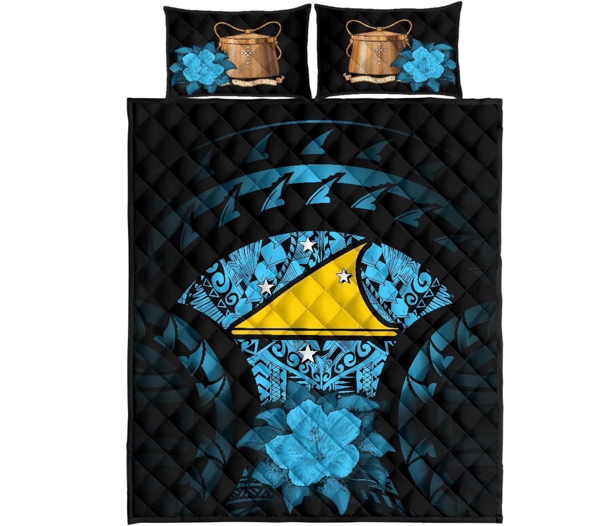 Tokelau Polynesian Quilt Bed Set Hibiscus Blue