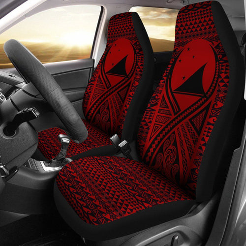 Tokelau Car Seat Cover - Tokelau Flag Polynesian Tattoo Red