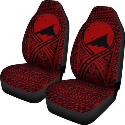 Tokelau Car Seat Cover - Tokelau Flag Polynesian Tattoo Red