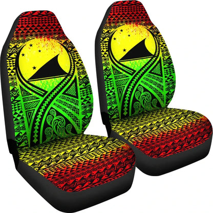 Tokelau Car Seat Cover - Tokelau Flag Polynesian Tattoo Reggae