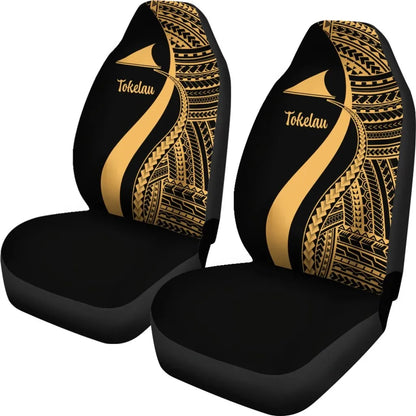 Tokelau Car Seat Covers - Gold Polynesian Tentacle Tribal Pattern