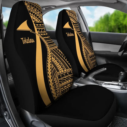 Tokelau Car Seat Covers - Gold Polynesian Tentacle Tribal Pattern