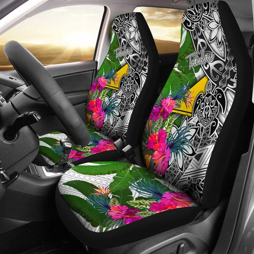 Tokelau Car Seat Covers White - Turtle Plumeria Banana Leaf