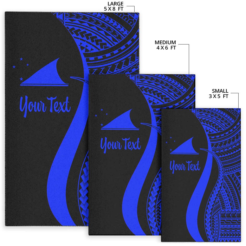 Tokelau Custom Personalised Area Rug - Blue Polynesian Tentacle Tribal Pattern