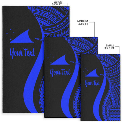 Tokelau Custom Personalised Area Rug - Blue Polynesian Tentacle Tribal Pattern