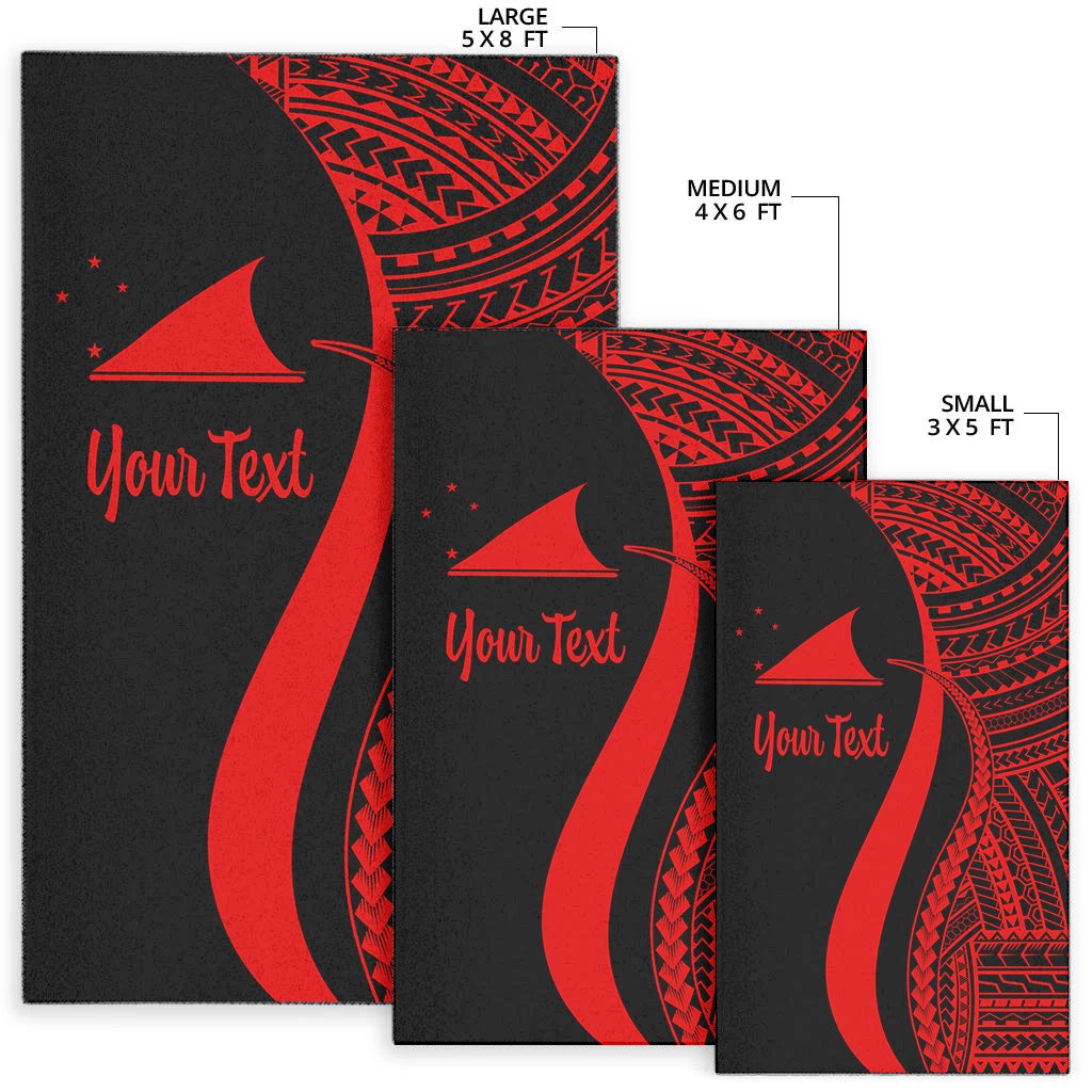Tokelau Custom Personalised Area Rug - Red Polynesian Tentacle Tribal Pattern