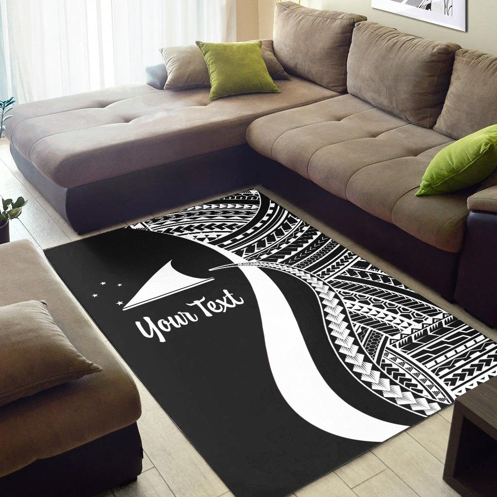 Tokelau Custom Personalised Area Rug - White Polynesian Tentacle Tribal Pattern
