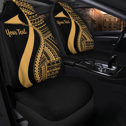 Tokelau Custom Personalised Car Seat Covers - Gold Polynesian Tentacle Tribal Pattern