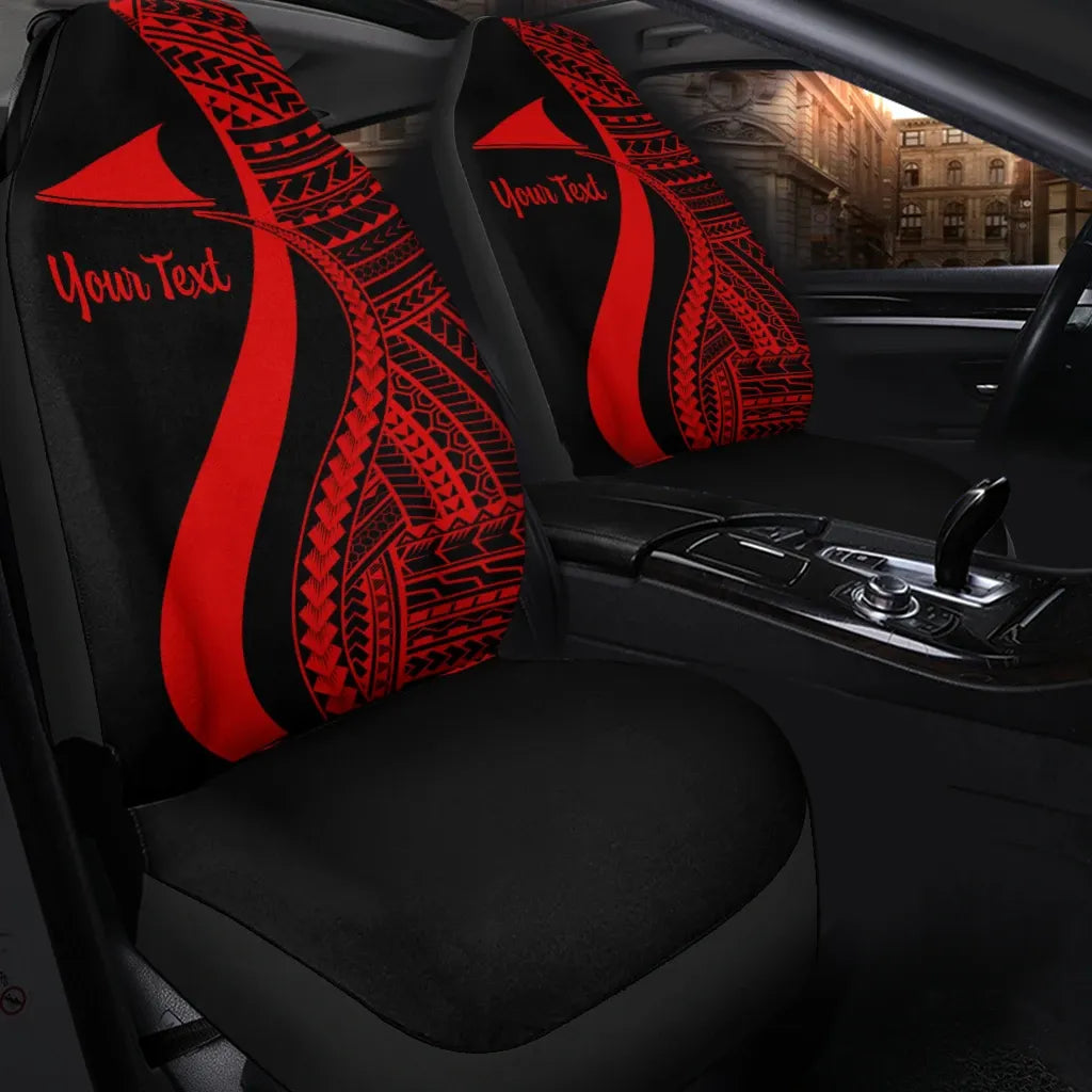 Tokelau Custom Personalised Car Seat Covers - Red Polynesian Tentacle Tribal Pattern