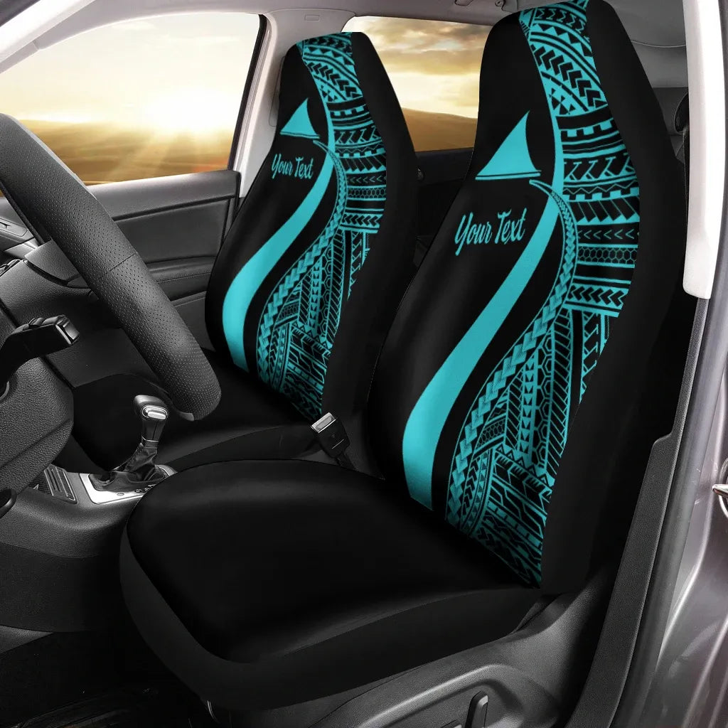 Tokelau Custom Personalised Car Seat Covers - Turquoise Polynesian Tentacle Tribal Pattern