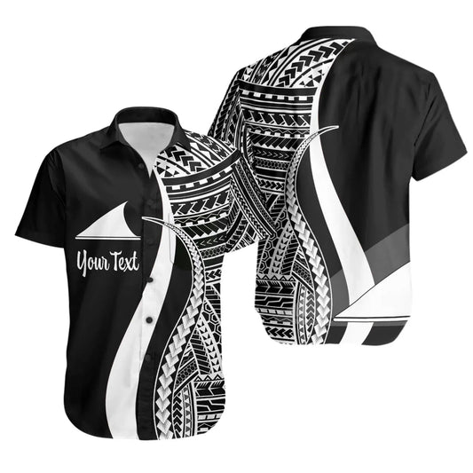 Tokelau Custom Personalised Short Sleeve Shirt - White Polynesian Tentacle Tribal Pattern