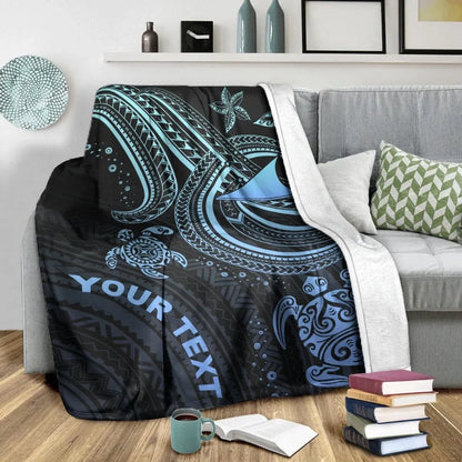 Tokelau Custom Personalised Premium Blanket- Blue Turtle
