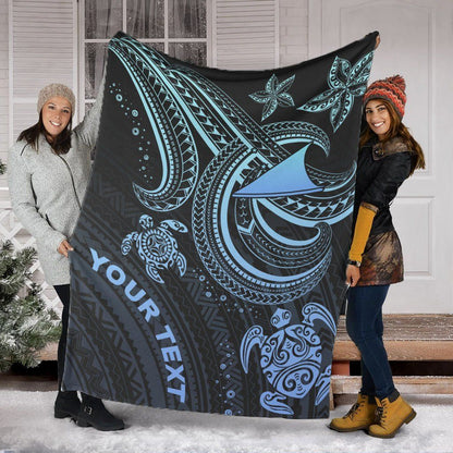 Tokelau Custom Personalised Premium Blanket- Blue Turtle