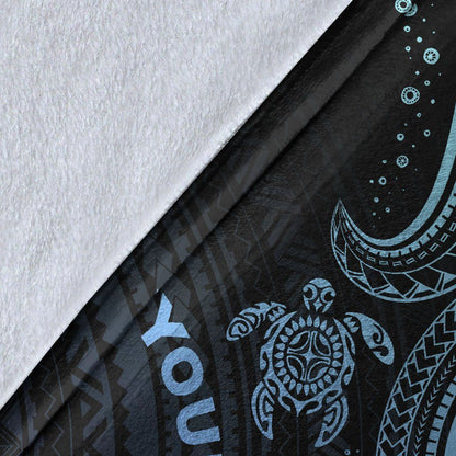 Tokelau Custom Personalised Premium Blanket- Blue Turtle