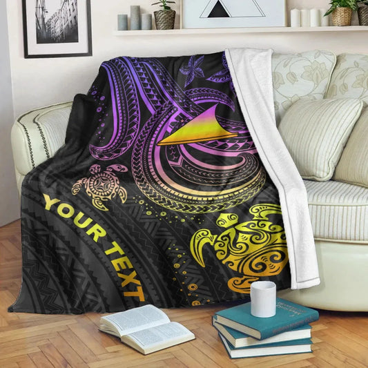 Tokelau Custom Personalised Premium Blanket- Pink Turtle