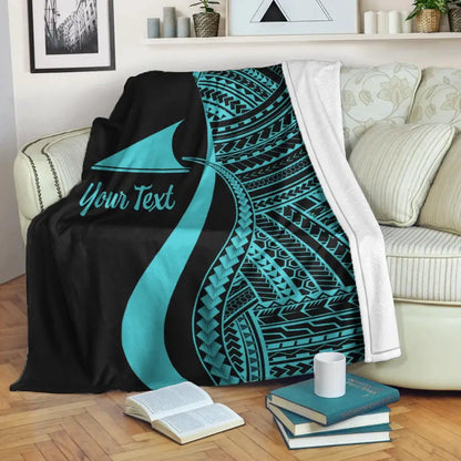 Tokelau Custom Personalised Premium Blanket - Turquoise Polynesian Tentacle Tribal Pattern