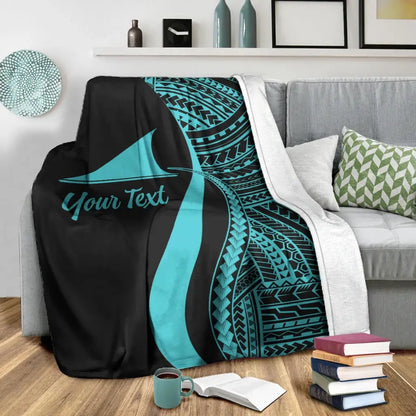 Tokelau Custom Personalised Premium Blanket - Turquoise Polynesian Tentacle Tribal Pattern