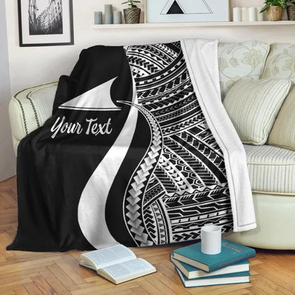 Tokelau Custom Personalised Premium Blanket - White Polynesian Tentacle Tribal Pattern