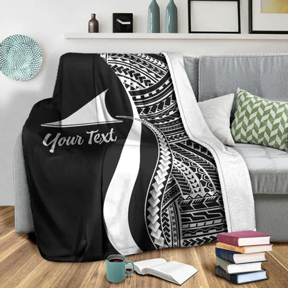 Tokelau Custom Personalised Premium Blanket - White Polynesian Tentacle Tribal Pattern