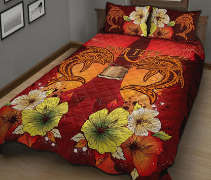 Tokelau Custom Personalised Quilt Bed Sets - Tribal Tuna Fish