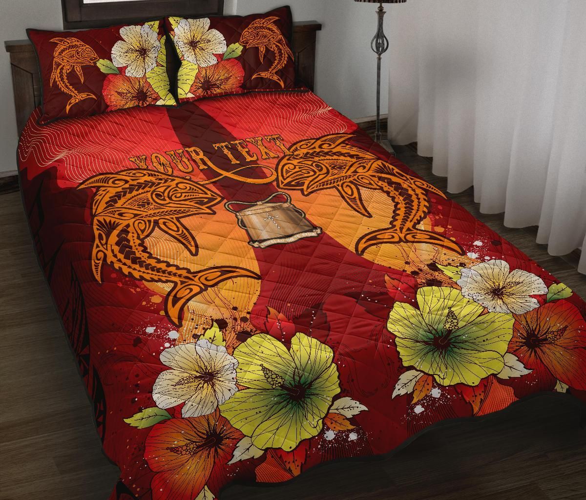 Tokelau Custom Personalised Quilt Bed Sets - Tribal Tuna Fish