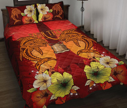 Tokelau Custom Personalised Quilt Bed Sets - Tribal Tuna Fish