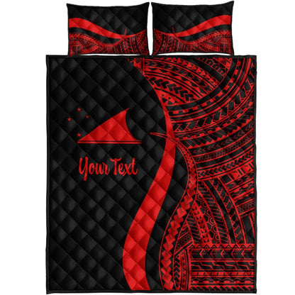 Tokelau Custom Personalised Quilt Bed Set - Red Polynesian Tentacle Tribal Pattern
