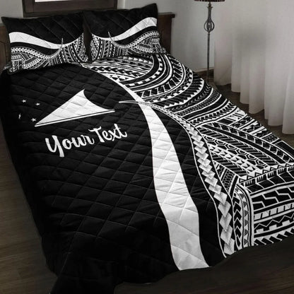 Tokelau Custom Personalised Quilt Bed Set - White Polynesian Tentacle Tribal Pattern