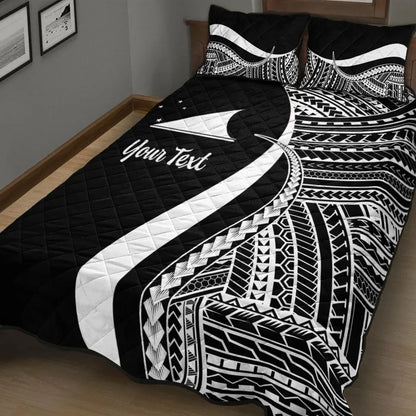 Tokelau Custom Personalised Quilt Bed Set - White Polynesian Tentacle Tribal Pattern