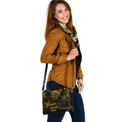 Tokelau Custom Personalised Shoulder Handbag - Cross Style Gold Color