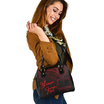 Tokelau Custom Personalised Shoulder Handbag - Cross Style Red Color