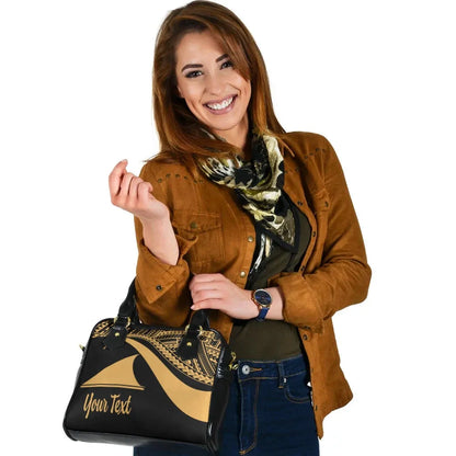Tokelau Custom Personalised Shoulder Handbag - Gold Polynesian Tentacle Tribal Pattern