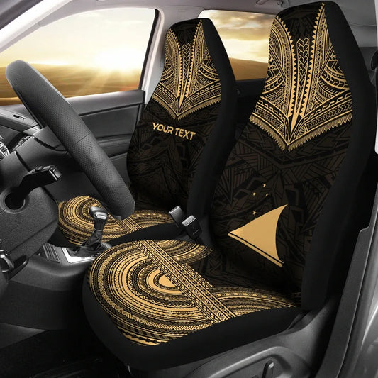Tokelau Custom Personalised Car Seat Cover - Tokelau Flag Polynesian Chief Tattoo Gold Version