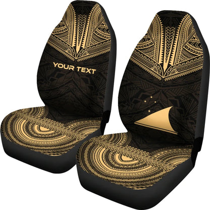 Tokelau Custom Personalised Car Seat Cover - Tokelau Flag Polynesian Chief Tattoo Gold Version