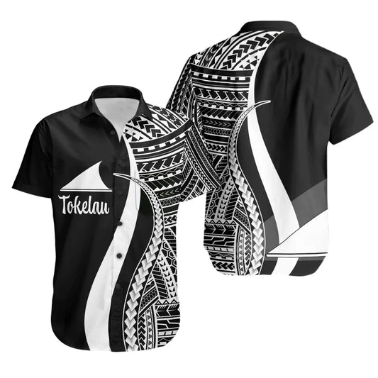 Tokelau Short Sleeve Shirt - White Polynesian Tentacle Tribal Pattern