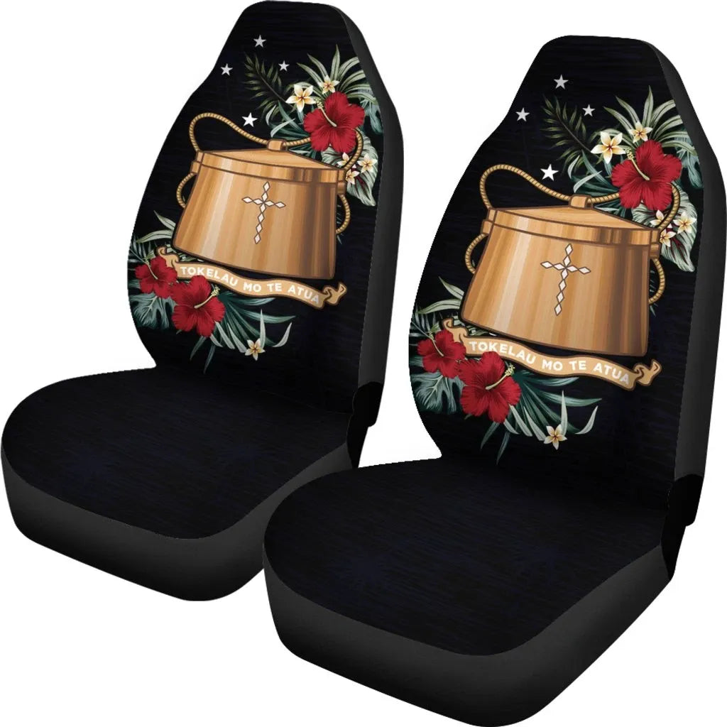 Tokelau Car Seat Covers - Tokelau Coat of Arms Hibiscus